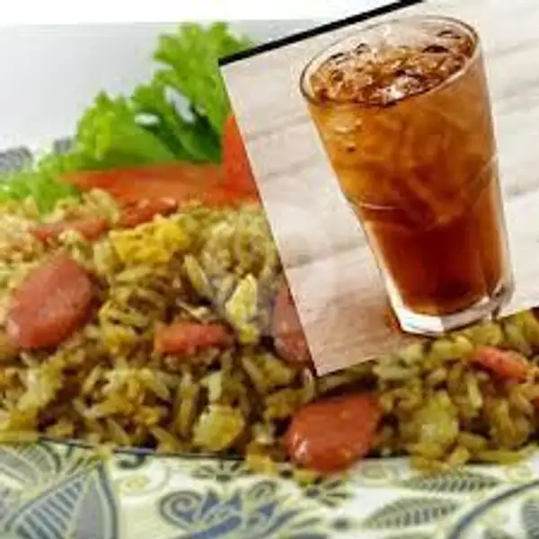Nasi Goreng Ayam Baso Sosis + Es Jeruk | Nasi Goreng Gila 18 Eka jaya, Jl. Teluk pucung