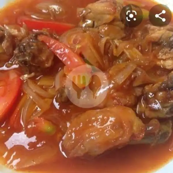 Ayam Goreng Saos Padang+ Nasi+Es Teh | Kedai Dahar Mas Rama, Purwokerto Selatan
