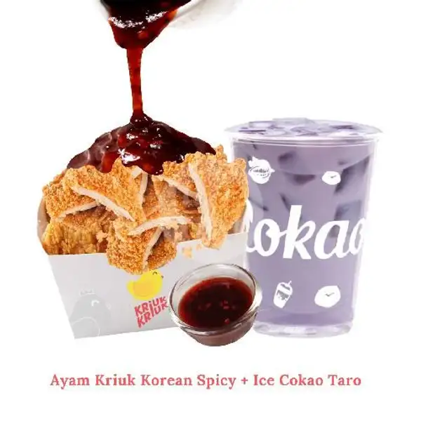 Ayam Kriuk Korean Spicy + Es Cokao Taro | Kriuk Kriuk, Mojopahit
