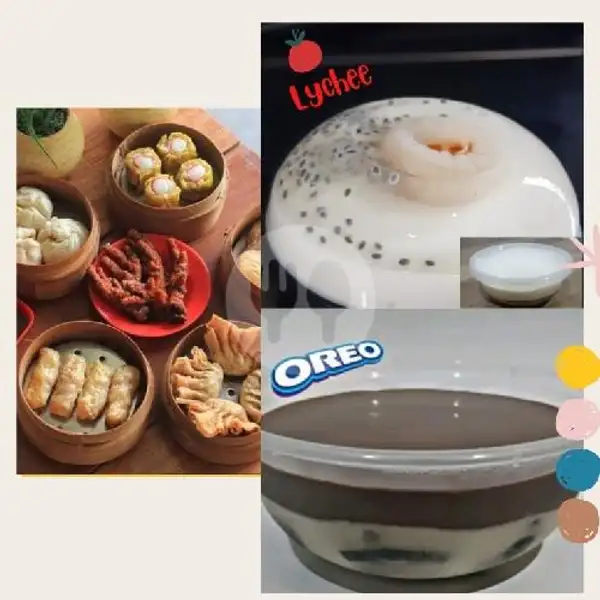 Paket Nikmat Dimsum + Pudding Coklat Oreo / Puding Buah | dimsum si kembar