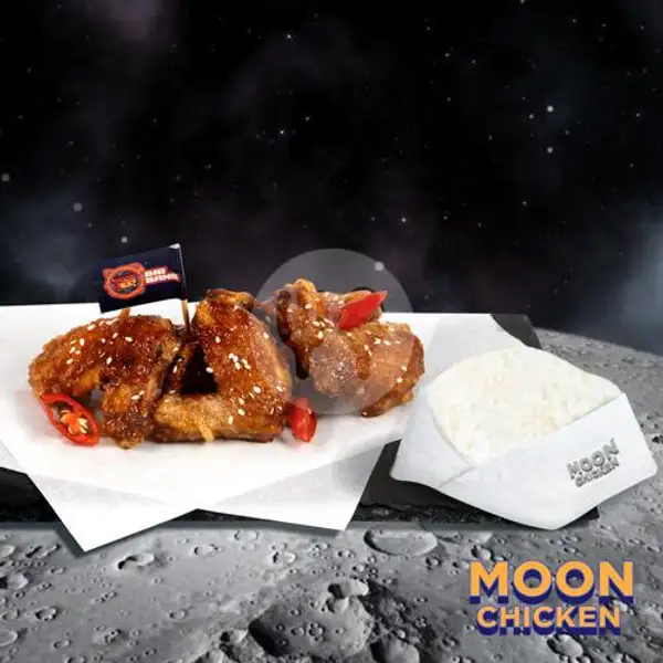 5pcs Korean Chicken Wings Rice Set | Moon Chicken by Hangry, Dipati Ukur