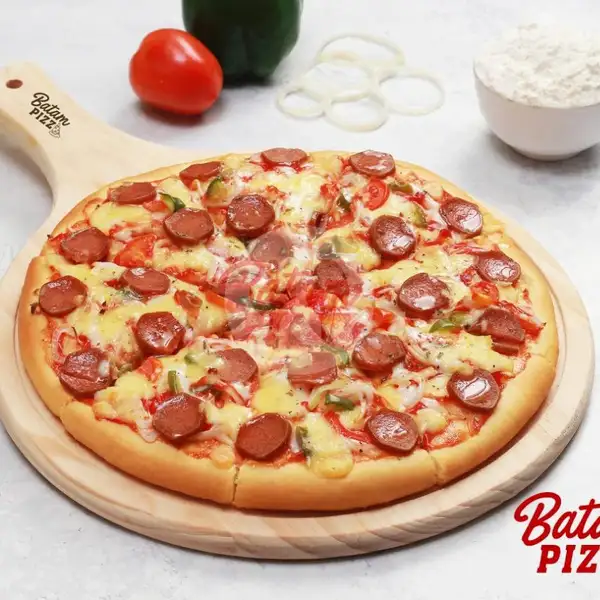 Beef Sausages Pizza Premium Large 30 cm | Burger Ramly / Batam Burger, Bengkong Cahaya Garden