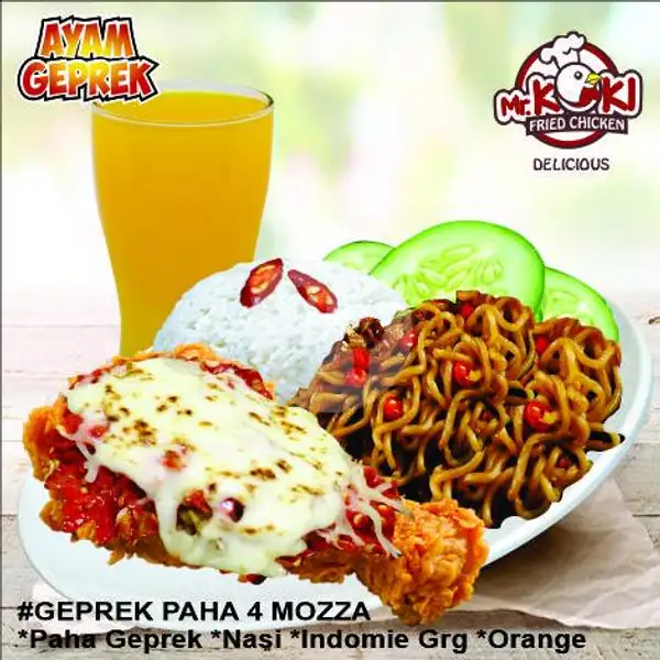 Geprek Moza 4 Paha ( Pilih Sambal Original Atau Matah ) | Mr Koki Fried Chicken, Bukit Kecil
