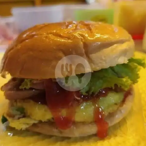 Burger  beef Telur | Khansa Kebab Burger & Hot Dog, Purwosari 1B