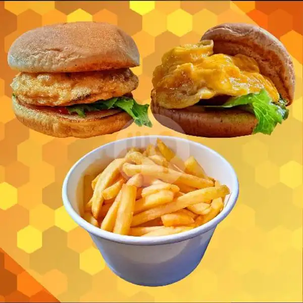 Combo Burger + French Fries | Hanny Cuisine, Gunung Tangkuban Perahu
